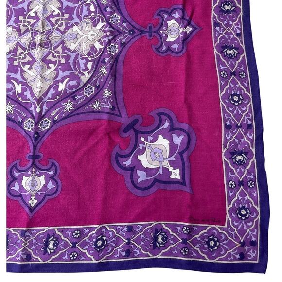 Vintage Oscar de la Renta Accessory Street Scarf Pink Purple Gray Soft Rayon - Picture 2 of 8